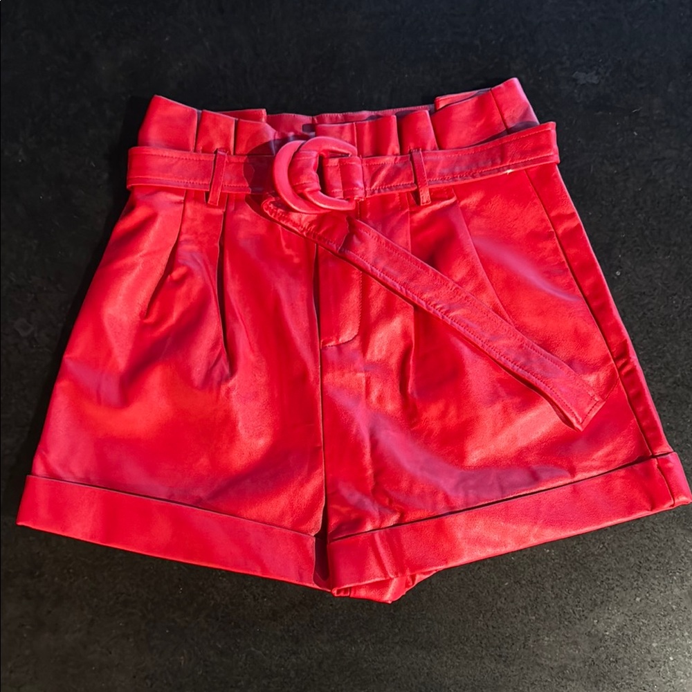 Impressions Red Faux Leather Women's Shorts